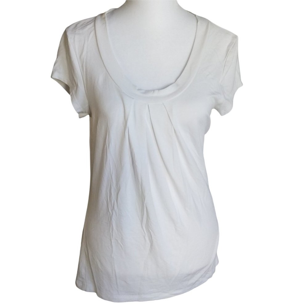 Willi Smith tee white rayon spandex soft stretchy scoop neck size M